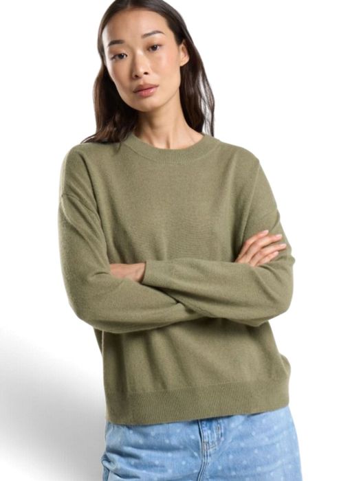 Olijfgroene pull in cashmere met lange mouwen Mapoupette Les tricots de lea
