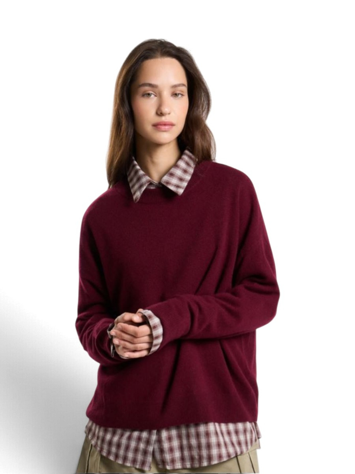 Bordeaux pull in cashmere met lange mouwen Mapoupette Les tricots de lea
