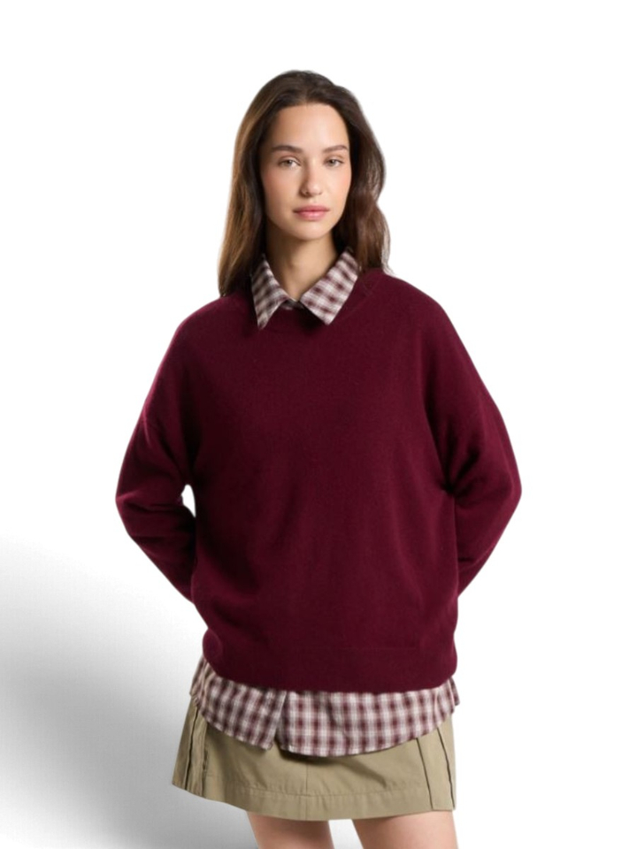 Bordeaux pull in cashmere met lange mouwen Mapoupette Les tricots de lea