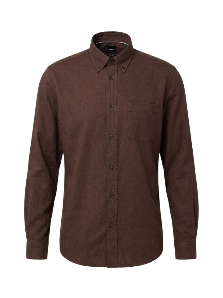 Bruin katoenen hemd (regular fit) met borstzak en lange mouwen Hugo Boss
