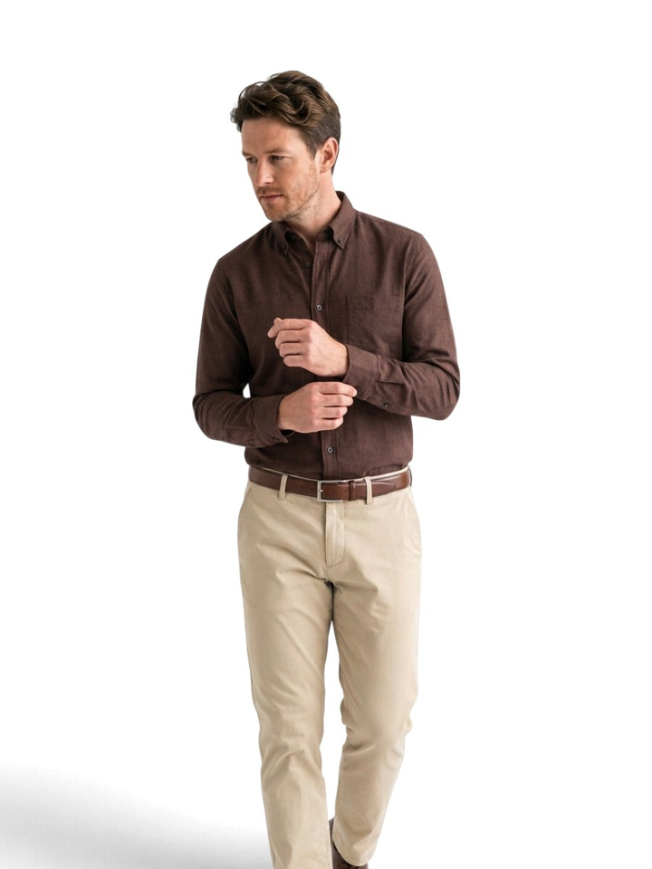 Bruin katoenen hemd (regular fit) met borstzak en lange mouwen Hugo Boss