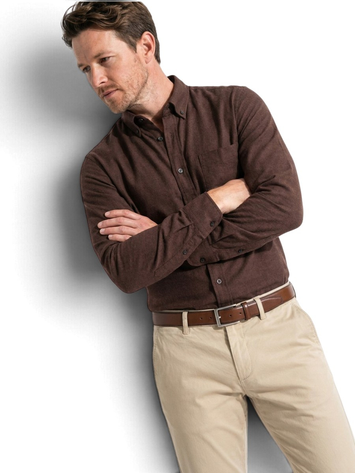 Bruin katoenen hemd (regular fit) met borstzak en lange mouwen Hugo Boss