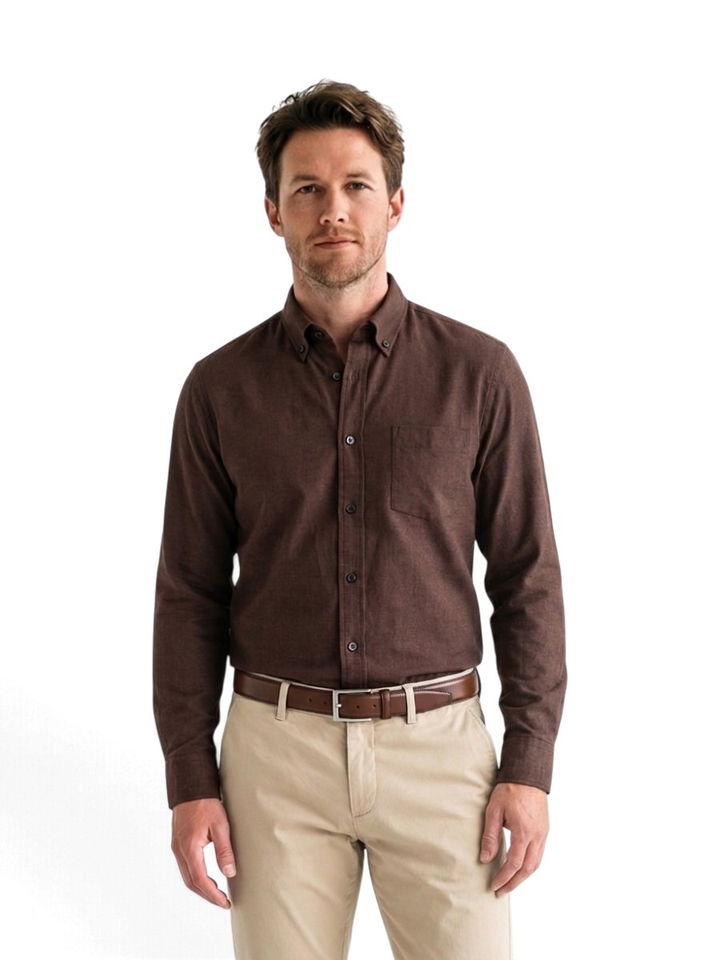 Bruin katoenen hemd (regular fit) met borstzak en lange mouwen Hugo Boss