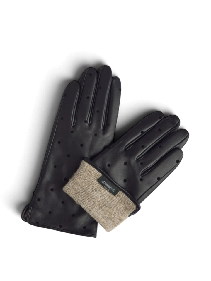 Zwarte handschoenen met polkadot print Markberg