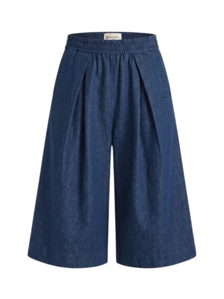 Blauwe lange short met elastische taille Lottie Black Rose 