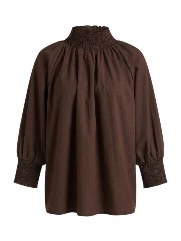 Bruine katoenen wijde blouse met brede mouwen Cam Lula Black Rose 