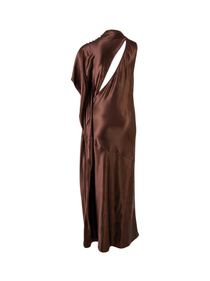 Bruine maxi-jurk met knoopdetail Pinko