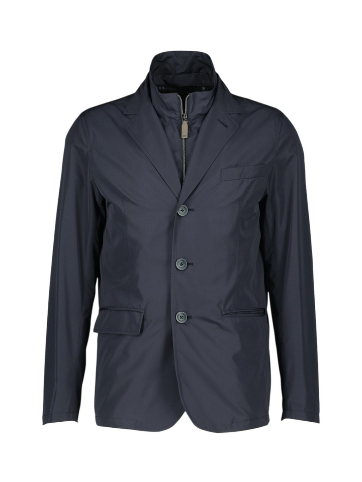 Blauwe jas met afneembare kraag Herno 
