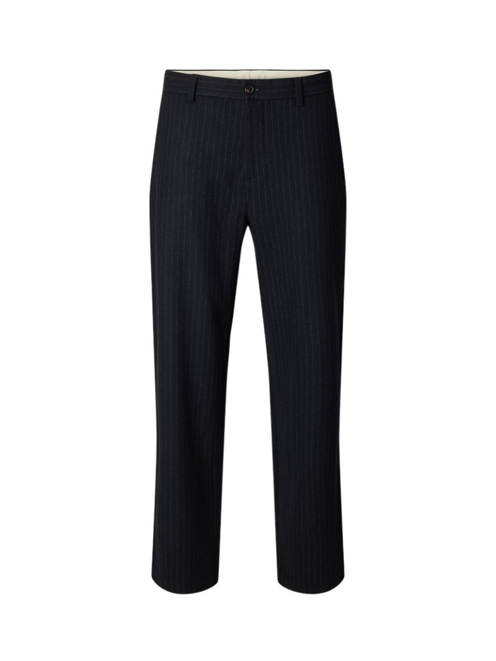 Donkerblauwe broek met krijtstreep Selected 