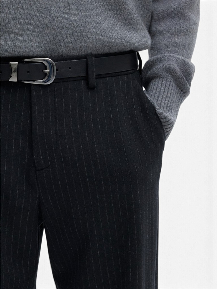 Donkerblauwe broek met krijtstreep Selected 