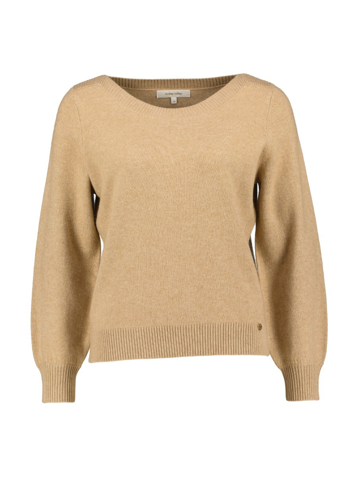 Camelkleurige pull met boothals Marie Mero