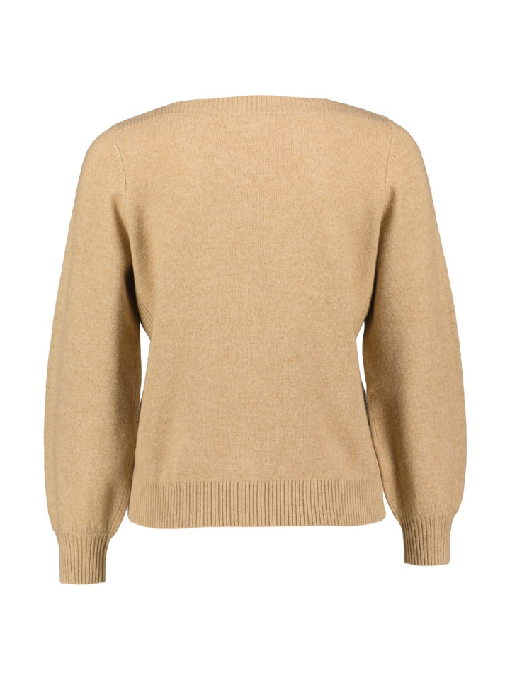 Camelkleurige pull met boothals Marie Mero