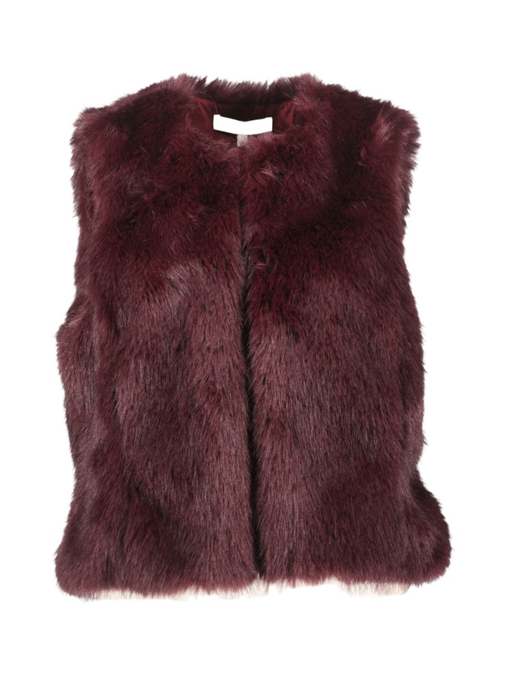 Mouwloos bordeaux faux fur bodywarmer Marie Mero