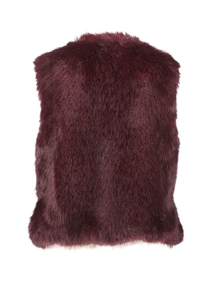 Mouwloos bordeaux faux fur bodywarmer Marie Mero