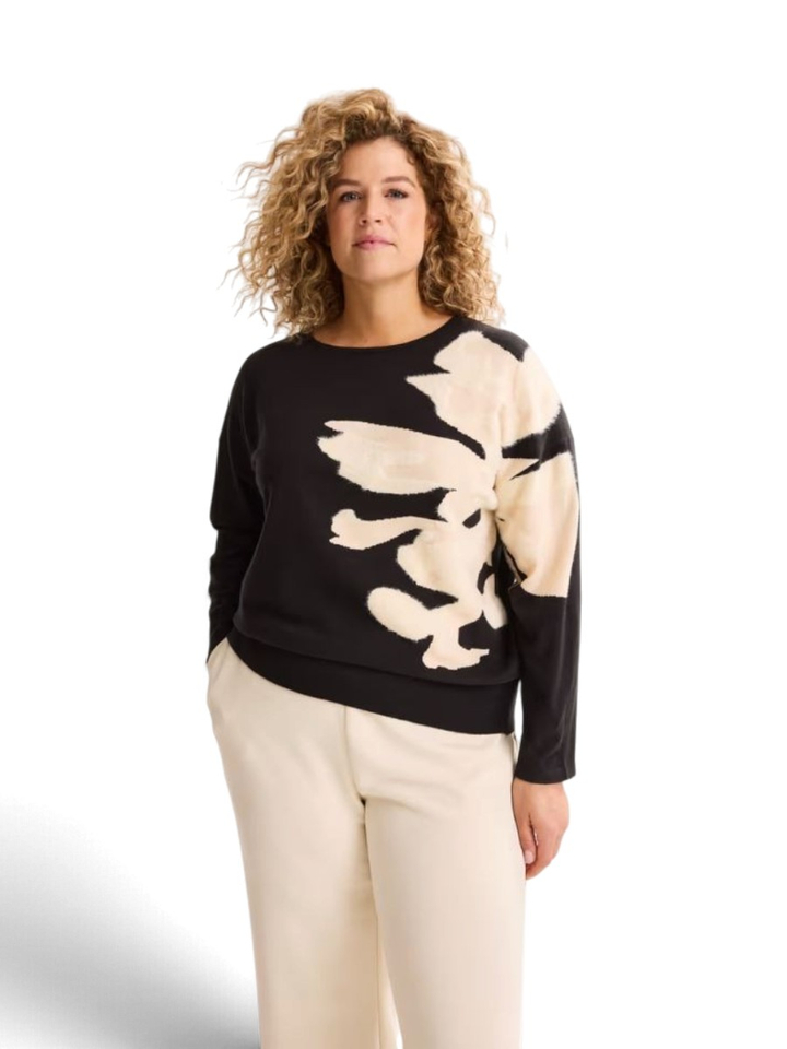 Zwarte pull met beige detail Anjo Mayerline