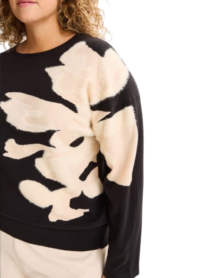 Zwarte pull met beige detail Anjo Mayerline