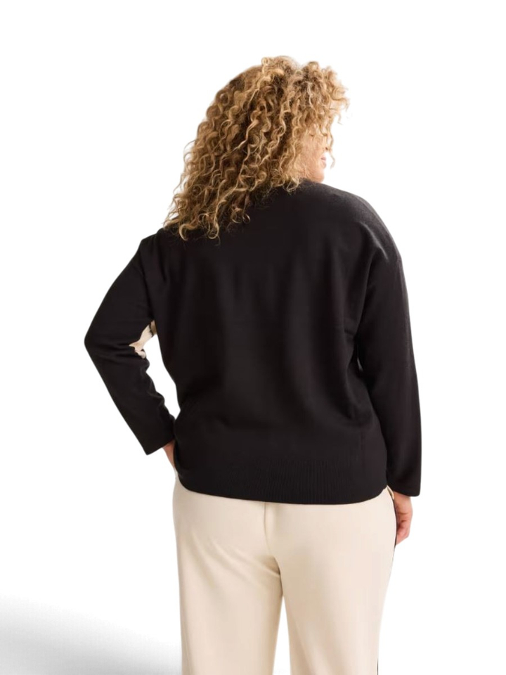 Zwarte pull met beige detail Anjo Mayerline