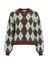Groen, ecru en bordeaux geruite gilet met goudkleurige detailknopen Vila