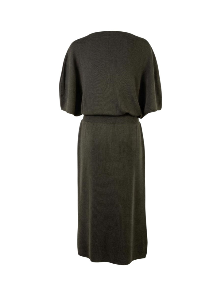 Kakigroen maxi kleed met riem Meimeij