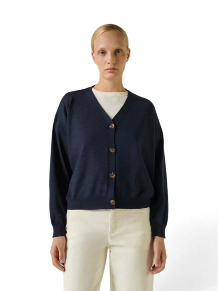 Donkerblauwe gilet met knopen Idem Soeur