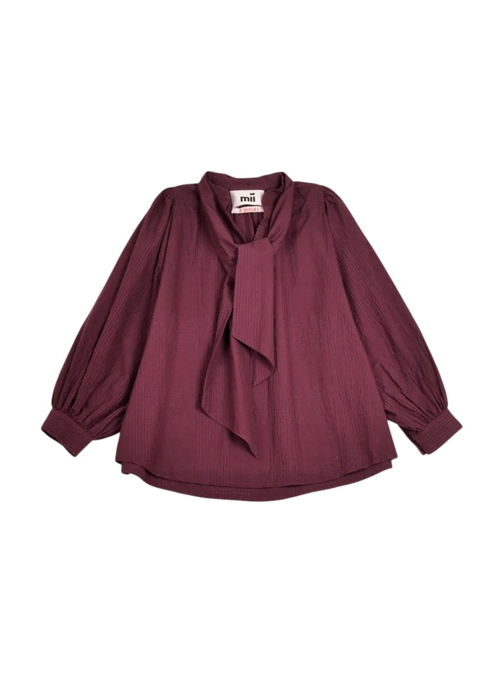 Bordeaux blouse met verschillende patronen en lint Claudie Mii