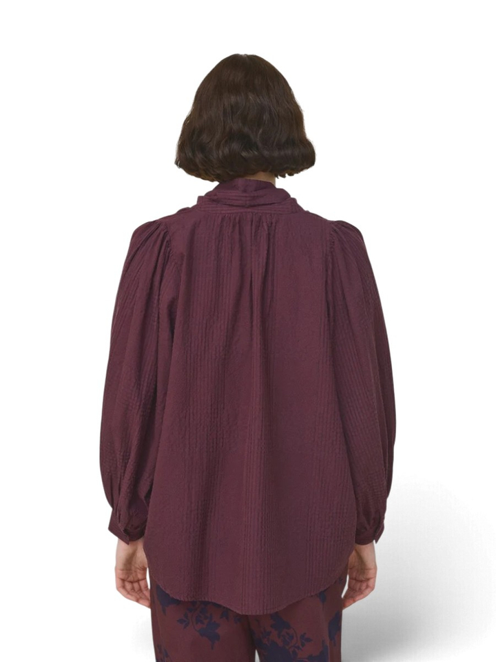 Bordeaux blouse met verschillende patronen en lint Claudie Mii