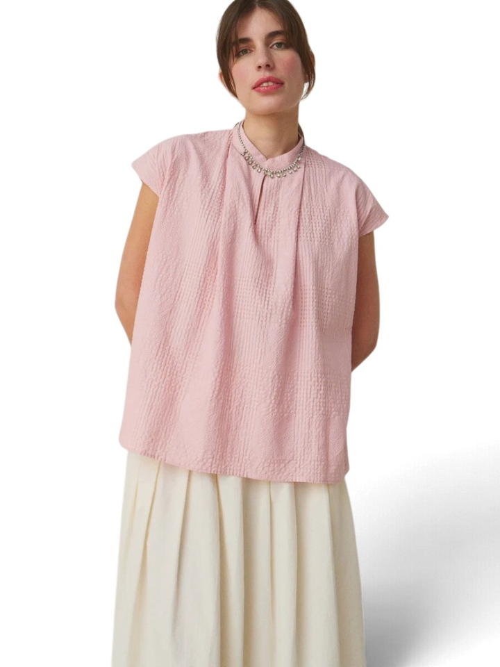 Lichtroze blouse zonder mouwen Anne Mii