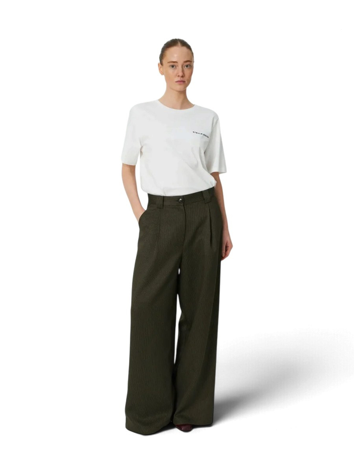Mid-waist oversized geklede broek in legergroen en bruin Stella Nova