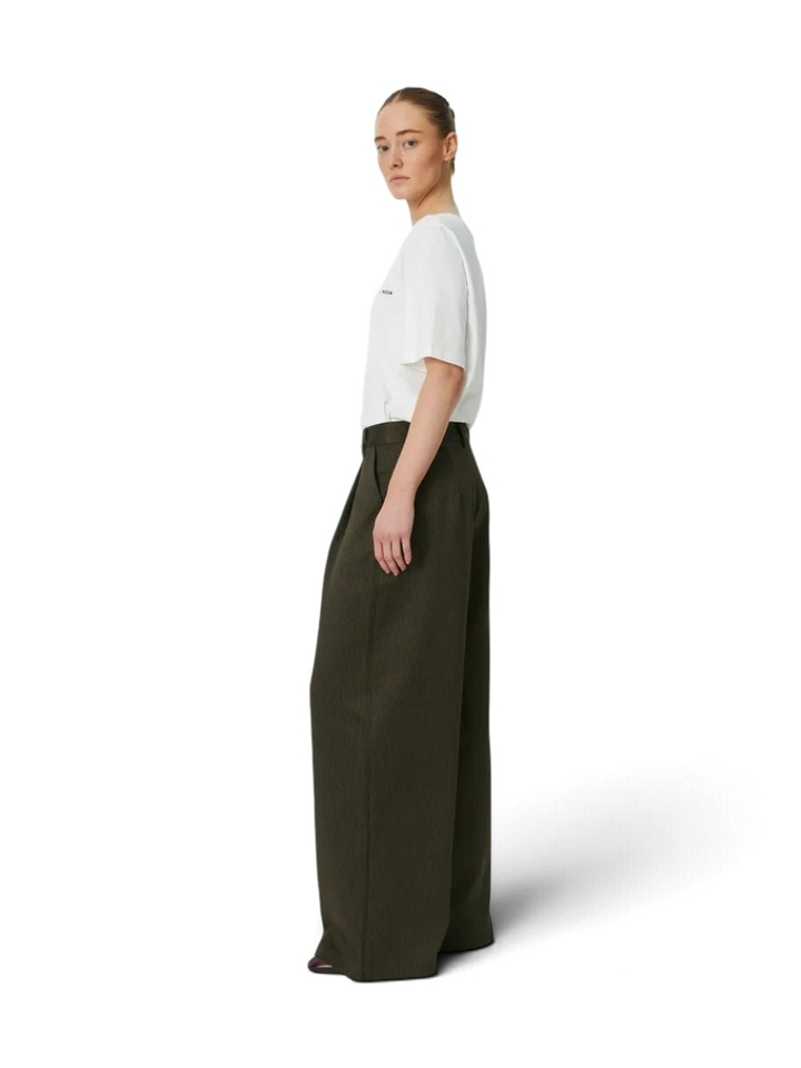 Mid-waist oversized geklede broek in legergroen en bruin Stella Nova