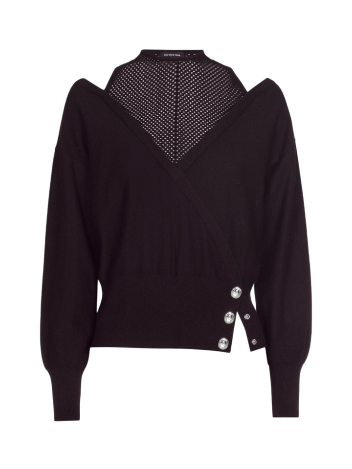Zwarte trui met mesh detail Caroline Biss