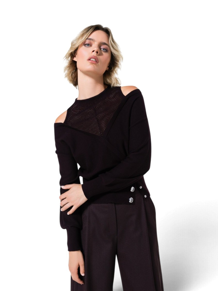 Zwarte trui met mesh detail Caroline Biss