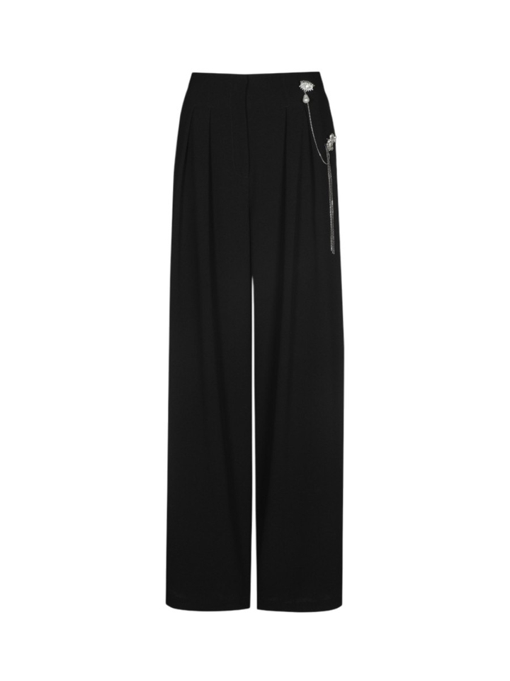 Zwarte wijde broek met brioche Caroline Biss