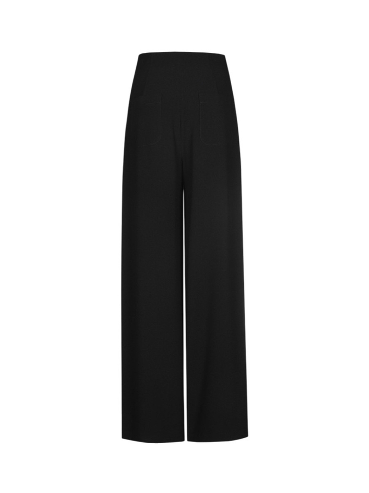 Zwarte wijde broek met brioche Caroline Biss
