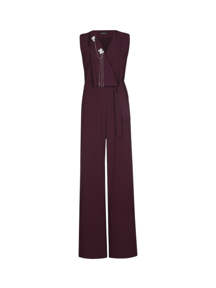 Aubergine jumpsuit met kettingdetail Caroline Biss