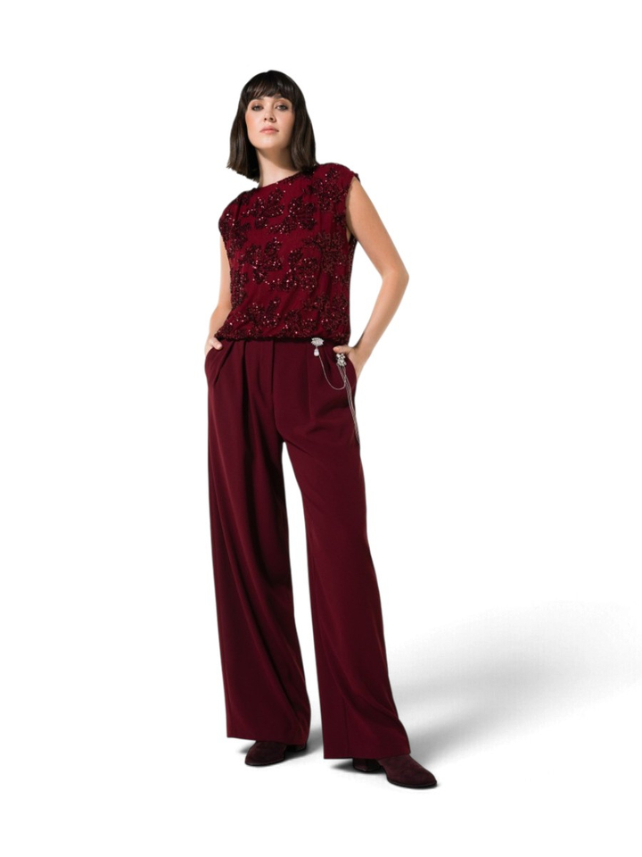Bordeuax top met strass Caroline Biss