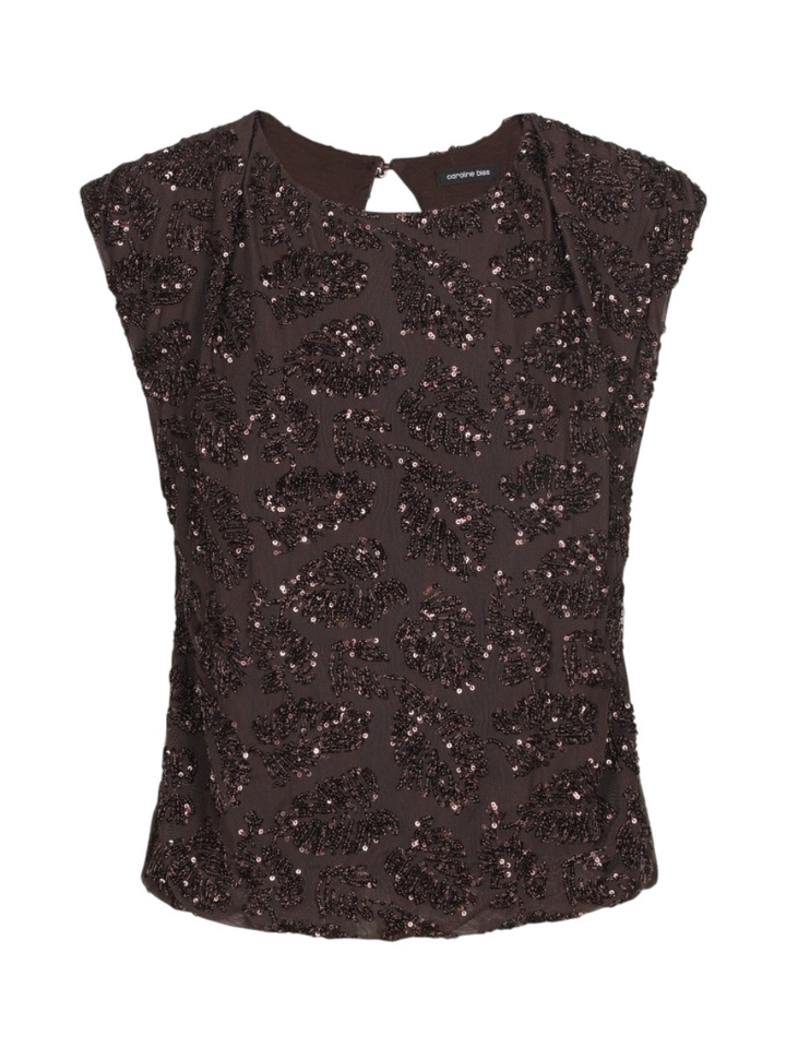 Chocoladebruine top met strass Caroline Biss