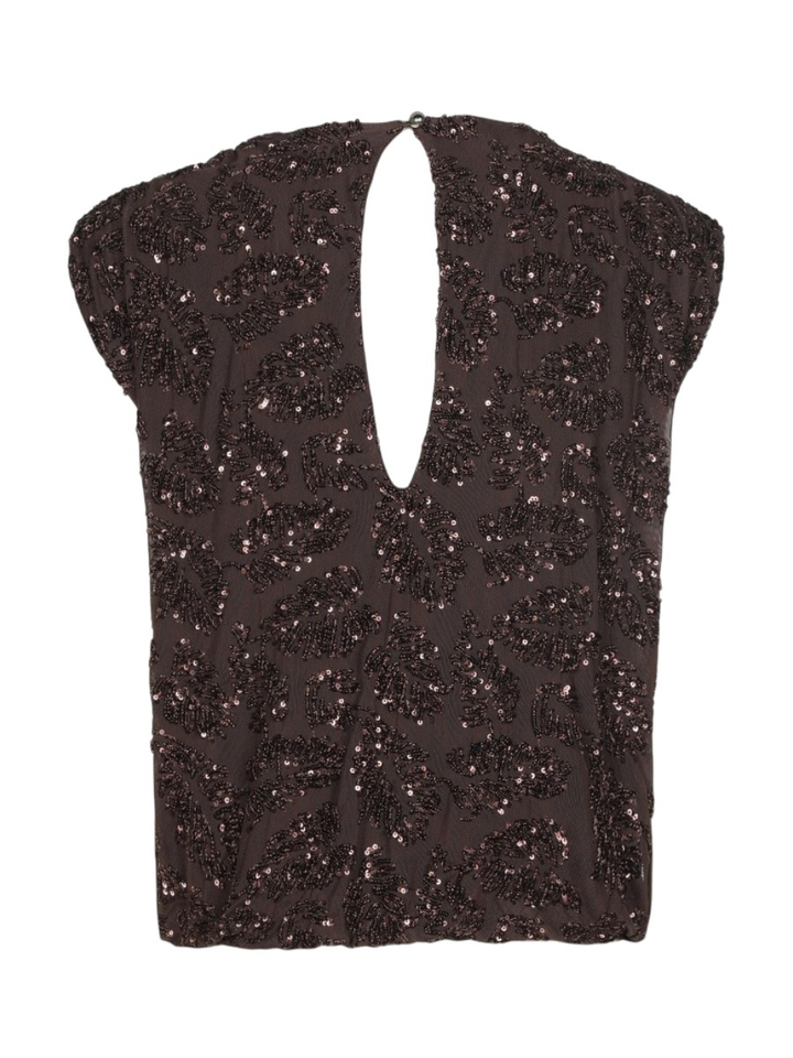 Chocoladebruine top met strass Caroline Biss