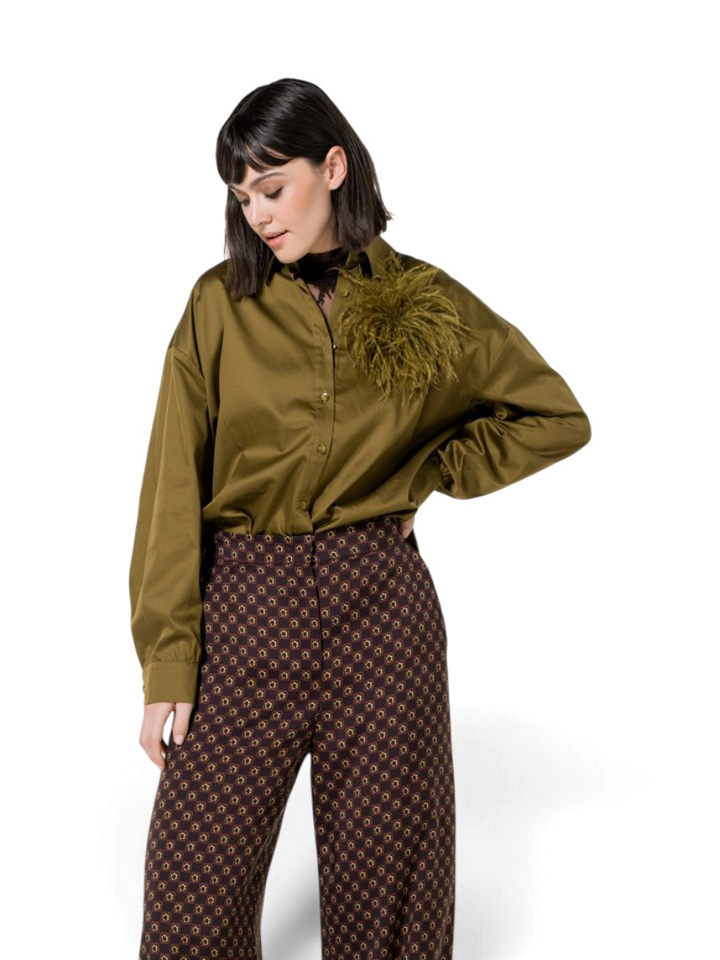Groene blouse met bloem Caroline Biss