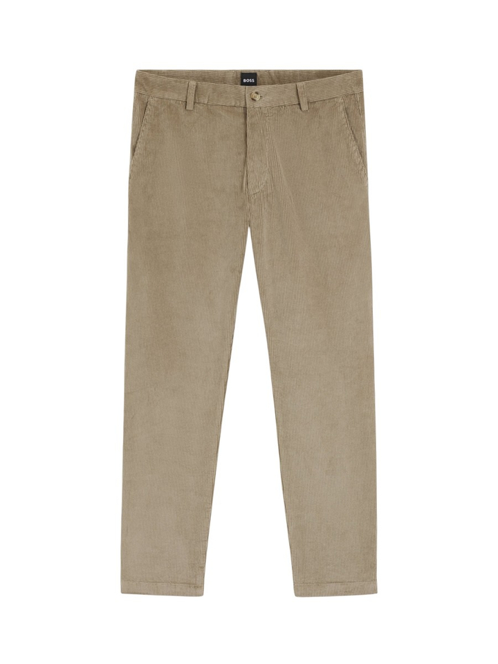 Lichtbruine modern-fit corduroy broek van katoenmix