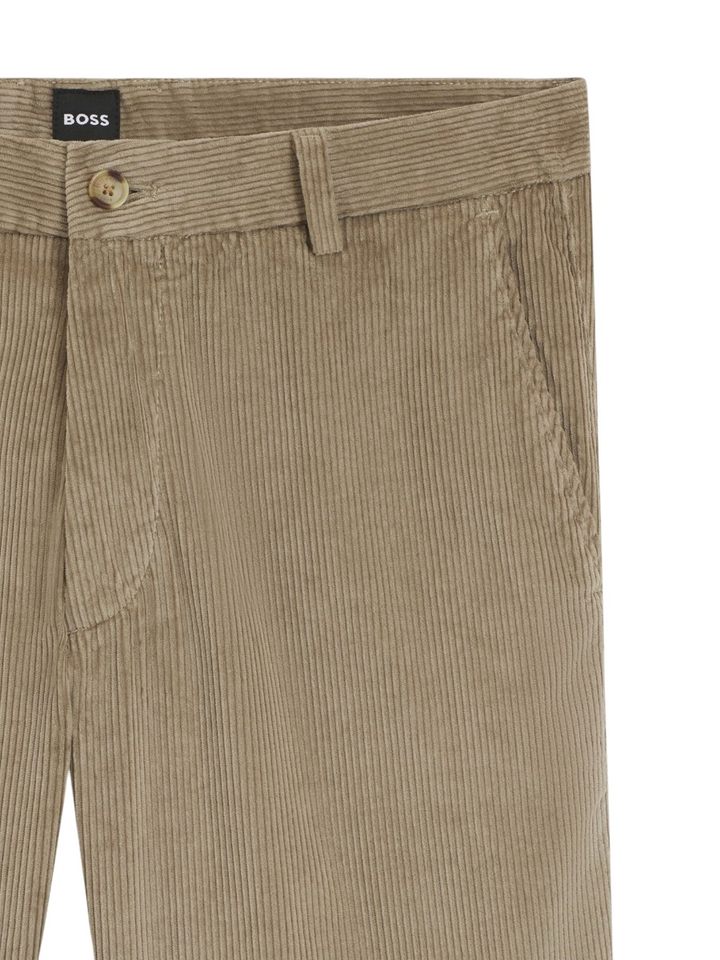 Lichtbruine modern-fit corduroy broek van katoenmix