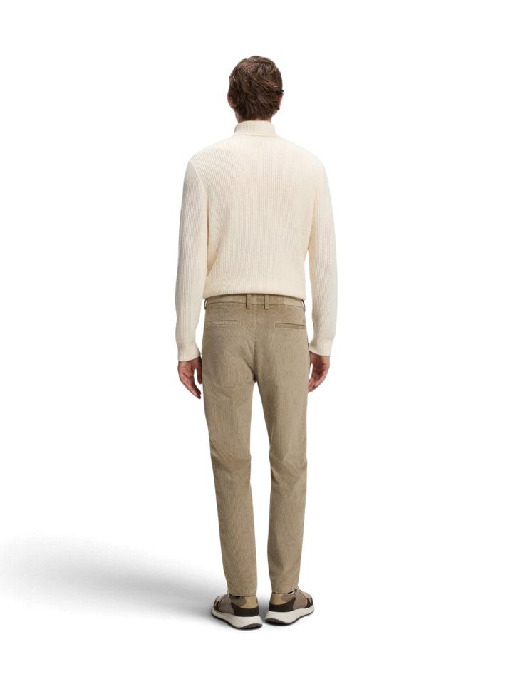 Lichtbruine modern-fit corduroy broek van katoenmix