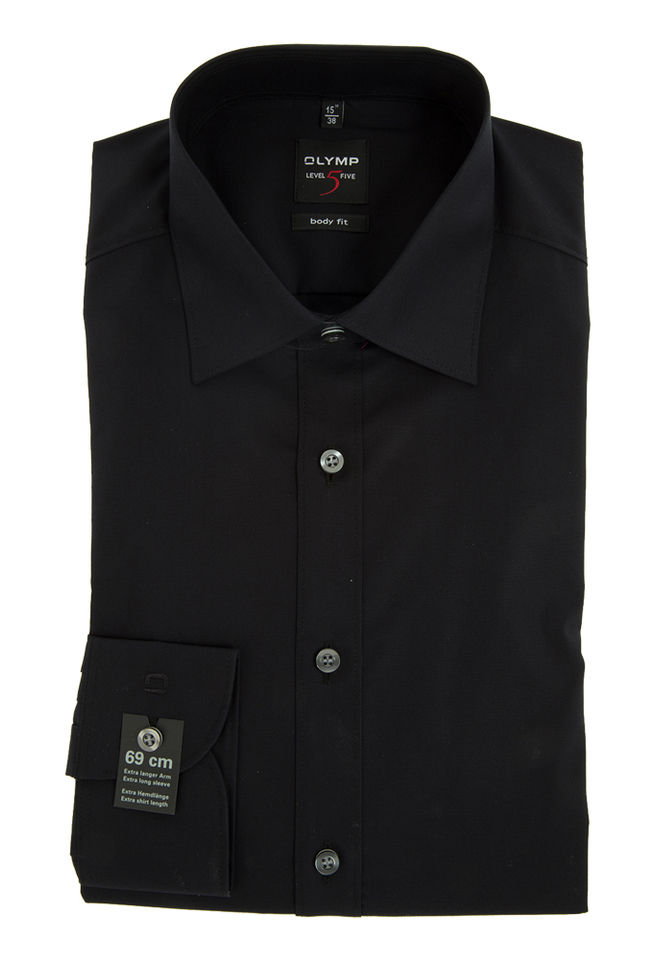 Zwart hemd slim fit met extra lange mouwen Olymp