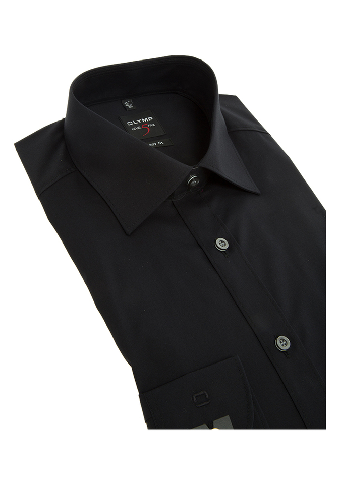 Zwart hemd slim fit met extra lange mouwen Olymp
