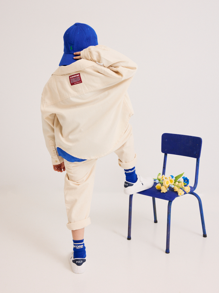 Jongens shop the look van American Vintage, Bellerose, Blue Bay en Ralph Lauren Zomer 2026 communie campagne