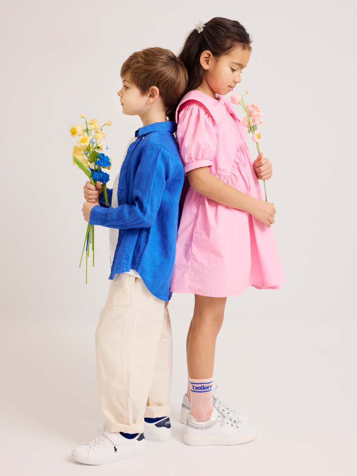 Jongens shop the look van American Vintage, Bellerose, Blue Bay en Ralph Lauren Zomer 2026 communie campagne